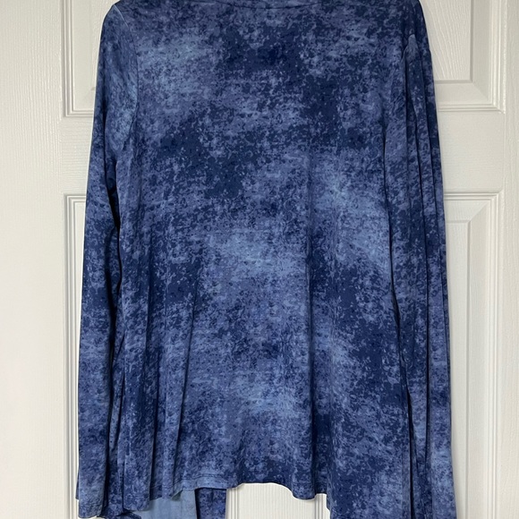 LOGO by Lori Goldstein Blue and Light Blue Spattered Paint Open Cardigan - Picture 11 of 11